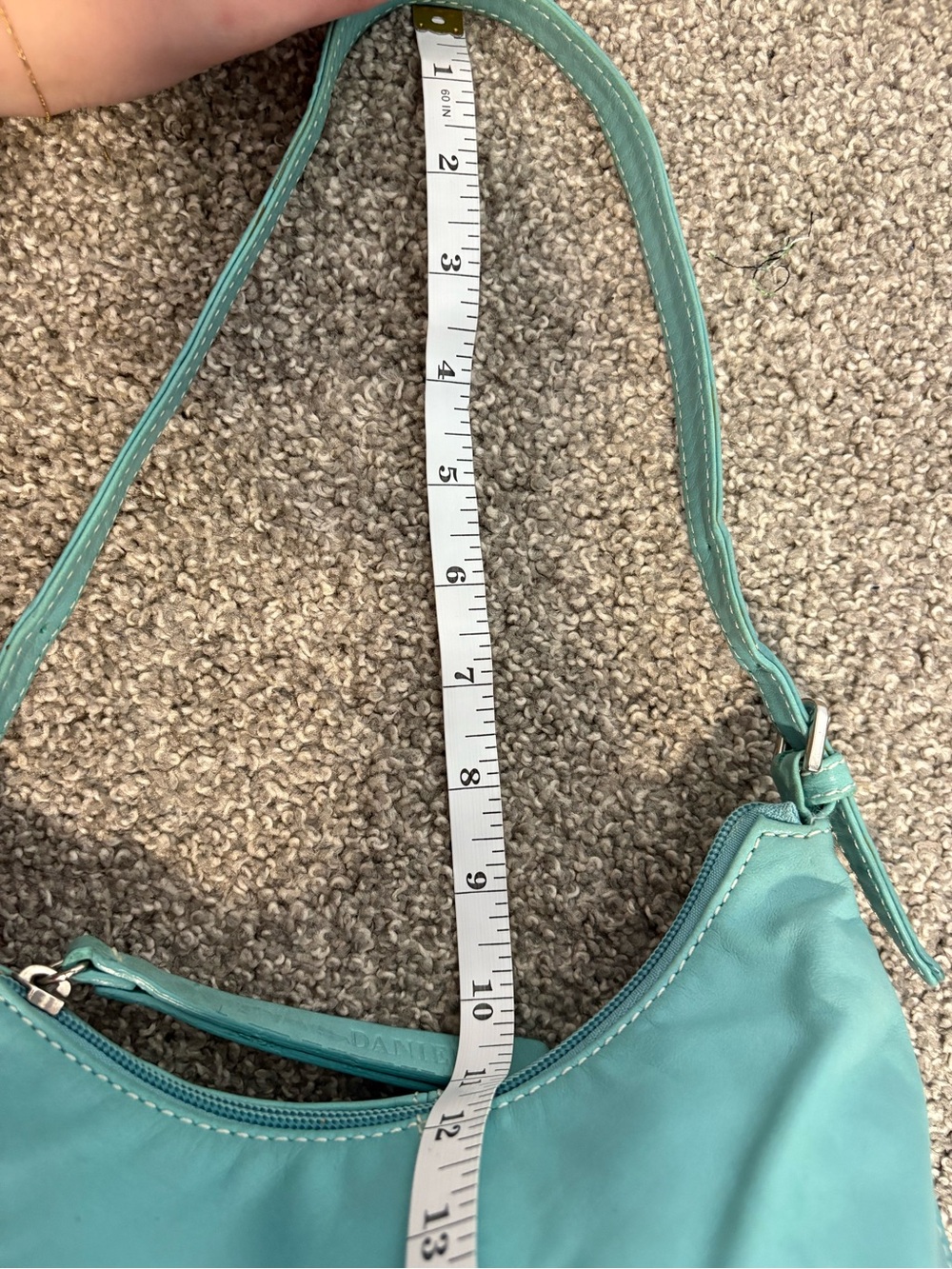 Y2K Danier Turquoise Leather Shoulder Bag - Picture 14 of 16